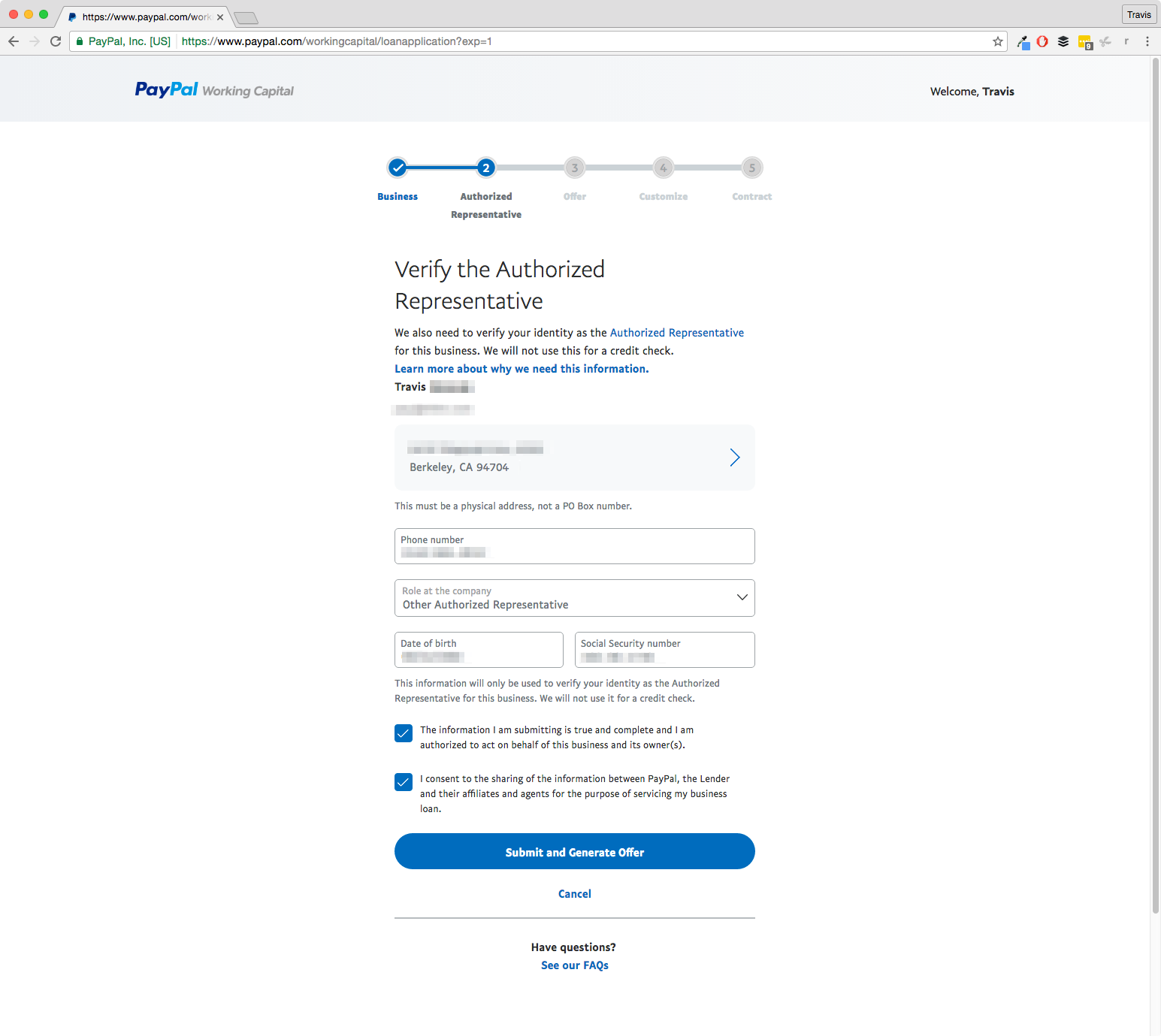 paypal working capital application