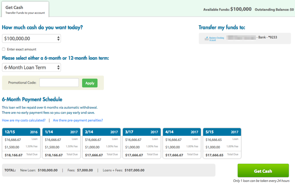 kabbage loan 6 month example